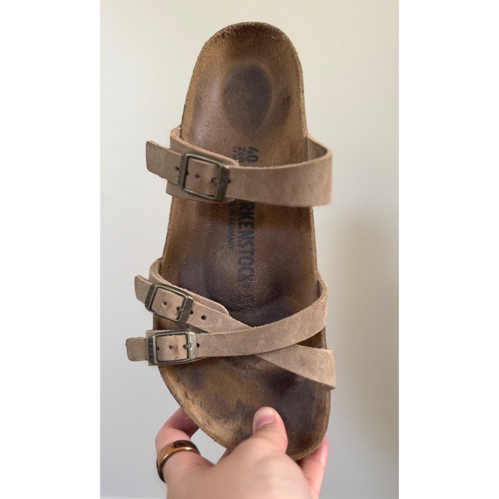 Birkenstock Taupe Triple-Buckle Slide Sandals - Picture 4 of 7